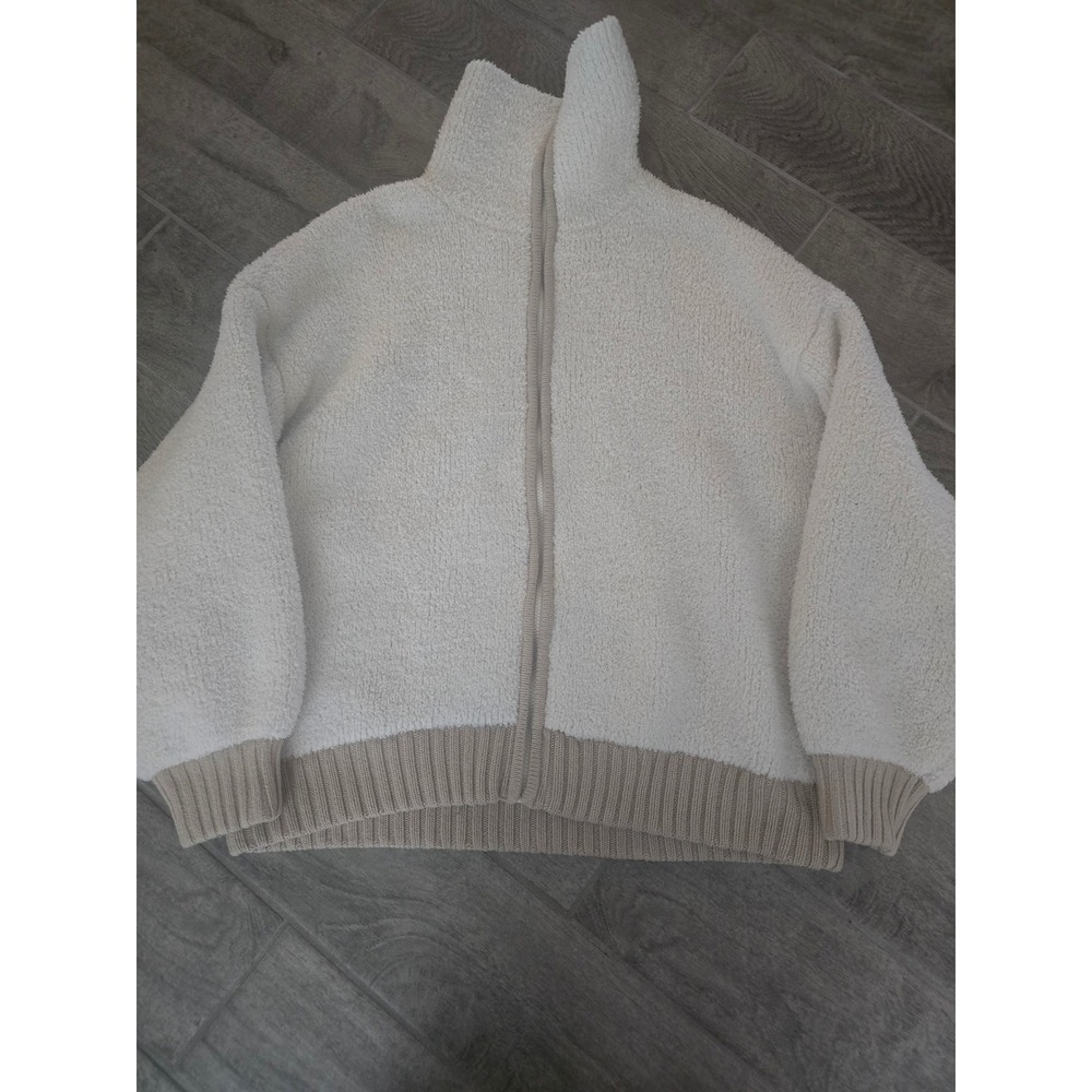 Aerie Cream Oversized Cozy Cardigan Tan Teddy Fleece Full Zip Jacket XXL